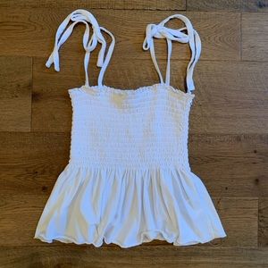 Forever 21 White Scrunch Tank with Tie Straps